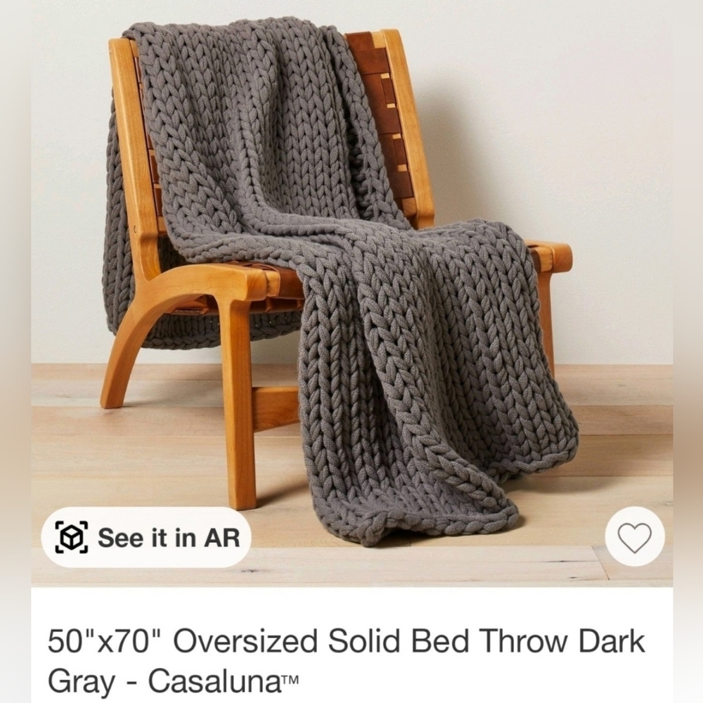 50"x70" Oversized Solid Bed Throw- gray